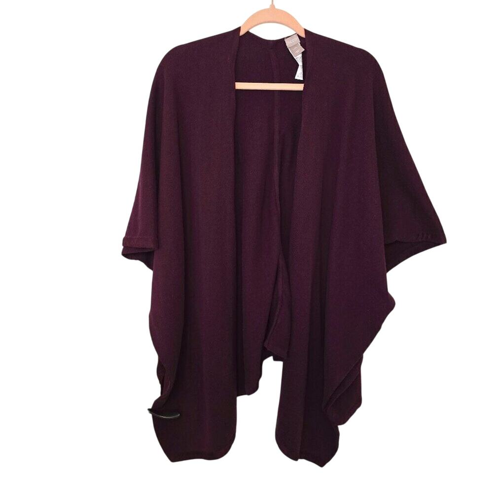 Chico's Maroon Acrylic Cotton Blend‎ Shawl Cover Up Large/XL